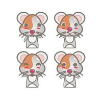 süße Hamster-Set-Kollektion. Vektor-Illustration Hamster Maskottchen Charakter flachen Stil Cartoon. isoliert auf weißem Hintergrund. niedlicher charakter hamster maskottchen logo idee bündel konzept vektor