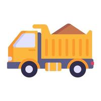 Müllwagen, flache Ikone des Dumpers vektor