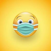 le emoticon i skyddande kirurgisk mask. ikon för utbrott av coronavirus. bära en medicinsk mask för att förhindra spridning av sjukdomen. vektor illustration