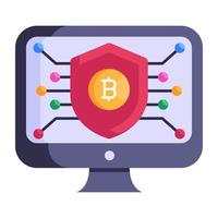 Symbol der Bitcoin-Verschlüsselung im flachen Design vektor