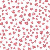 Nahtloses Muster mit handgezeichneten rosa Doodle-Herzen auf weißem Hintergrund vektor