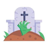 en skrämmande platt ikon av en kyrkogård. vektor