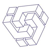 omöjliga former, logotyp för optisk illusion, vektor. optiska konstföremål. geometriska figurer. vektor