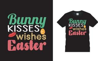 bunny kisses wishes easter day t-shirt design, kläder, vektorillustration, grafisk mall, print on demand, textiltyger, retrostil, typografi, vintage, påsk t-shirt vektor