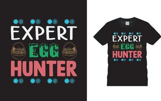 expert egg hunter påskdag t-shirt design, kläder, vektorillustration, grafisk mall, print on demand, textiltyger, retrostil, typografi, vintage, påsk t-shirt vektor