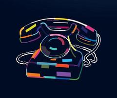 abstrakt vintage telefon i retrostil från mångfärgade färger. färgad ritning. vektor illustration av färger
