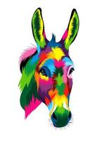 abstraktes Eselkopfporträt aus bunten Farben. farbige Zeichnung. Vektor-Illustration von Farben vektor