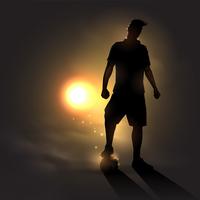 Fußballspieler bei Sonnenuntergang vektor
