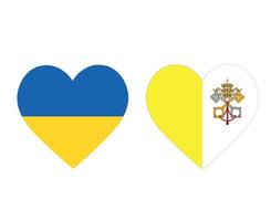 Ukraina och Vatikanen flaggor nationella Europa emblem hjärta ikoner vektor illustration abstrakt designelement