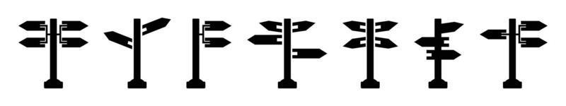 Wegweiser Icon Set Vector Illustration, Straßenschild-Symbol auf weißem Hintergrund. flaches Straßenschild-Symbol für Ihr Design-Logo