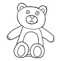 Doodle Teddybär Spielzeug für Kinder isoliert auf weißem Hintergrund. Geschenk oder Geschenk für Kinder. vektor