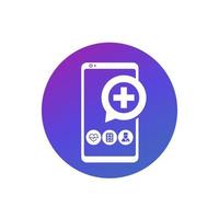 telemedicin, online medicinsk konsultation app vektor ikon