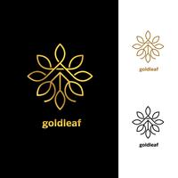 Golden Floral Vector Leaves Logo Design Mall Sign Symbol Icon