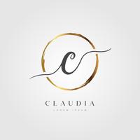 Guld Elegant Initial Letter Type C vektor