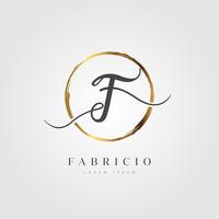 Guld Elegant Initial Letter Type F vektor