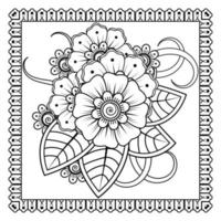 Mehndi-Blume für Henna, Mehndi, Tätowierung, Dekoration. dekoratives Ornament im ethnisch-orientalischen Stil, Doodle-Ornament, Umrisshand zeichnen. Malbuchseite. vektor