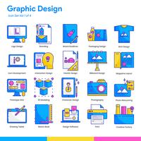 Grafikdesign-Icon-Set. Linien- und Flachfarbenstil. Vektor EPS 10