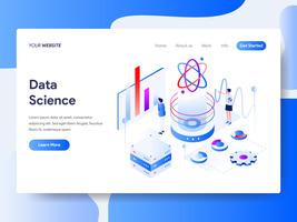 Zielseitenschablone des isometrischen Illustrations-Konzeptes der Datenwissenschaft. Isometrisches flaches Konzept des Entwurfes des Webseitendesigns für Website und bewegliche Website Auch im corel abgehobenen Betrag vektor