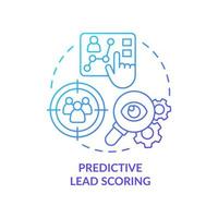 Predictive Lead Scoring blaues Farbverlaufskonzept-Symbol. automatisiert analysieren. ai-nutzung im marketing abstrakte idee dünne linienillustration. isolierte Umrisszeichnung. Unzählige pro-fette Schriftarten werden verwendet vektor