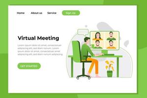 unikt modernt platt designkoncept av virtuellt möte för webbplats och mobil webbplats. mall för målsida. lätt att redigera och anpassa. vektor illustration