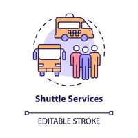 Symbol für das Konzept des Shuttle-Services. Flughafenterminal Transport abstrakte Idee dünne Linie Illustration. isolierte Umrisszeichnung. editierbarer Strich. Roboto-Medium, unzählige pro-fette Schriftarten verwendet vektor