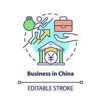 företag i Kina koncept ikon. investeringsmöjlighet abstrakt idé tunn linje illustration. land för företag. isolerade konturritning. redigerbar linje. roboto-medium, otaliga pro-bold typsnitt som används vektor