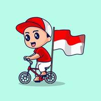 süßes indonesisches kind patriotisches thema vektor