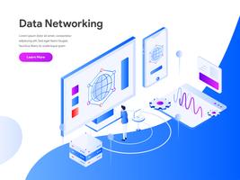Datenvernetzungs-isometrisches Illustrations-Konzept. Modernes flaches Konzept des Entwurfes des Webseitenentwurfs für Website und bewegliche Website Vektorillustration ENV 10 vektor