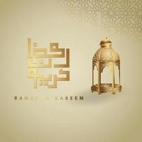 luxuriöses design ramadan kareem mit arabischer kalligrafie, halbmond, traditioneller laterne und moscheemustertextur islamischer hintergrund. Vektor-Illustration. vektor