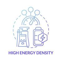 hög energitäthet blå gradient koncept ikon. kärnenergi fördel abstrakt idé tunn linje illustration. anrikat uran. produktionsprestanda. vektor isolerade kontur färgritning