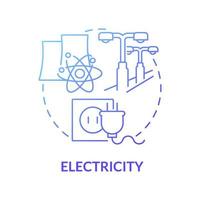 Symbol für das Konzept des blauen Farbverlaufs für Strom. nukleare energienutzung abstrakte idee dünne linie illustration. Kernspaltung und Zerfallswärme. kochendes Wasser in Dampf. Vektor isolierte Umrissfarbe Zeichnung