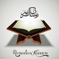 öppen helig islamisk religiös bok Koranen shareef på glänsande vit bakgrund vektor
