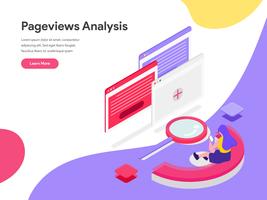 Zielseitenschablone des Pageviews-Analyse-isometrischen Illustrations-Konzeptes. Isometrisches flaches Konzept des Entwurfes des Webseitendesigns für Website und bewegliche Website Auch im corel abgehobenen Betrag vektor