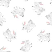 glückliches Osterhasen-Vektor-nahtloses Muster. frühlingshintergrund mit kaninchen oder hasen für textil-, tapeten- oder druckdesign. flache karikaturbeschaffenheitsillustration vektor