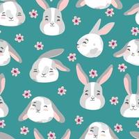 glad påsk bunny vektor sömlösa mönster. våren bakgrund med kaniner eller harar för textil, tapeter eller tryck design. platt tecknad textur illustration