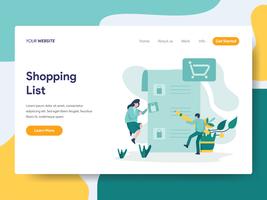 Målsida mall för Shopping List Illustration Concept. Modernt plattdesignkoncept av webbdesign för webbplats och mobilwebbplats. Vektorns illustration vektor