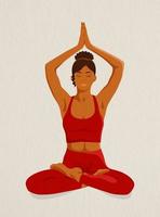 en kvinna gör yoga. afroamerikansk yogi tjej. vektor