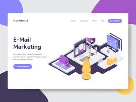Målsida mall för Email Marketing Illustration Concept. Isometrisk plattformkoncept för webbdesign för webbplats och mobilwebbplats. Vektorns illustration vektor
