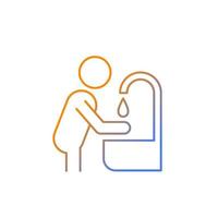 lineares Vektorsymbol mit Farbverlauf für Hände waschen. Schutzmaßnahme während der Epidemie. Körperpflege. gesunde Angewohnheit. Farbsymbol mit dünner Linie. Piktogramm im modernen Stil. Vektor isoliert Umrisszeichnung