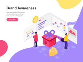 Landingpage-Vorlage des Brand Awareness Illustration Concept. Isometrisches flaches Konzept des Entwurfes des Webseitendesigns für Website und bewegliche Website Auch im corel abgehobenen Betrag vektor