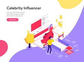 Landingpage-Vorlage von Celebrity Influencer Illustration Concept. Isometrisches flaches Konzept des Entwurfes des Webseitendesigns für Website und bewegliche Website Auch im corel abgehobenen Betrag vektor