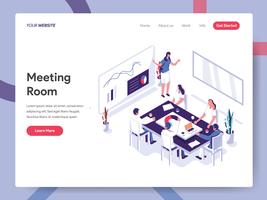Landing Page Template des Konferenzraum-Illustrations-Konzeptes. Isometrisches flaches Konzept des Entwurfes des Webseitendesigns für Website und bewegliche Website Vektorillustration ENV 10 vektor