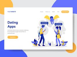 Landungseitenschablone von Paaren mit Datierungs-Apps-Illustrations-Konzept. Modernes flaches Konzept des Entwurfes des Webseitendesigns für Website und bewegliche Website Auch im corel abgehobenen Betrag vektor