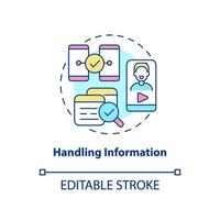 Symbol für das Konzept des Umgangs mit Informationen. Inhalte suchen und teilen. digitale fähigkeiten abstrakte idee dünne linie illustration. isolierte Umrisszeichnung. editierbarer Strich. Arial, unzählige pro-fette Schriftarten verwendet vektor