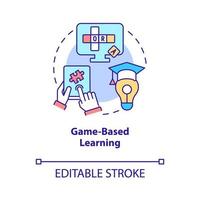 spelbaserad inlärning koncept ikon. engagemang och motivation. eLearning abstrakt idé tunn linje illustration. isolerade konturritning. redigerbar linje. roboto-medium, otaliga pro-bold typsnitt som används vektor