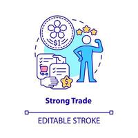 Symbol für starkes Handelskonzept. geschäft in singapur abstrakte idee dünne linie illustration. Handelspartnervereinbarung. isolierte Umrisszeichnung. editierbarer Strich. Roboto-Medium, unzählige pro-fette Schriftarten verwendet vektor