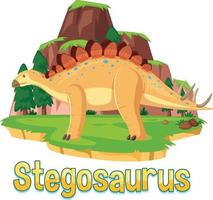 Dinosaurier-Wortkarte für Stegosaurus vektor