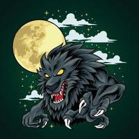 Wütender Werwolf bei Vollmond vektor