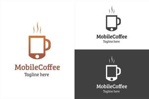 mobil kaffe logotyp formgivningsmall vektor