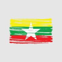 myanmar flagga penseldrag. National flagga vektor